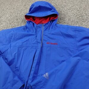Columbia Jacket Boys XL Blue Watertight Omni Tech Waterproof Zip Rain Coat Youth